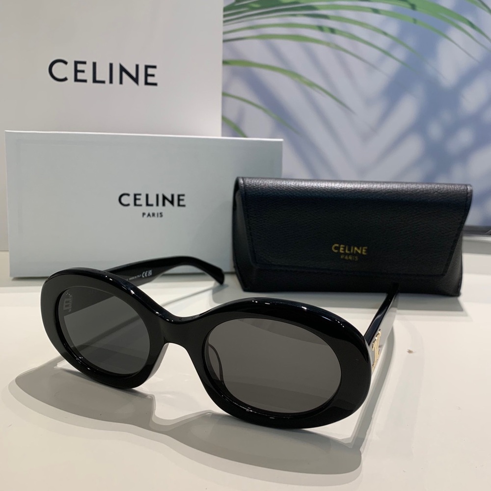 Celine Black Oval Sunglasses